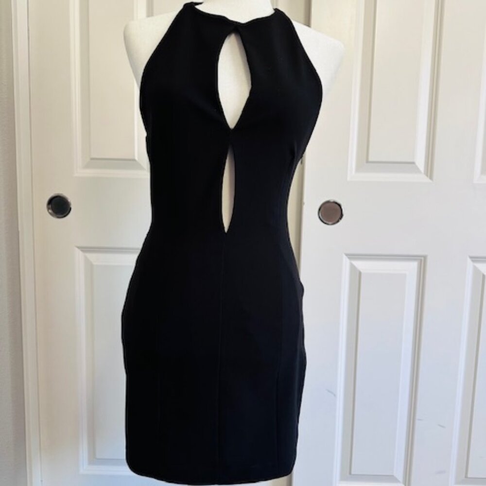 BNWT Zara Black keyhole mini dress with rhinestone box SZ Small